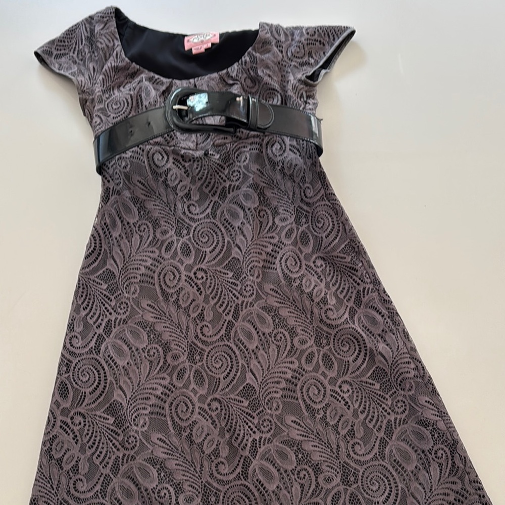 Phoebe Couture Black Patterned Kids Dress